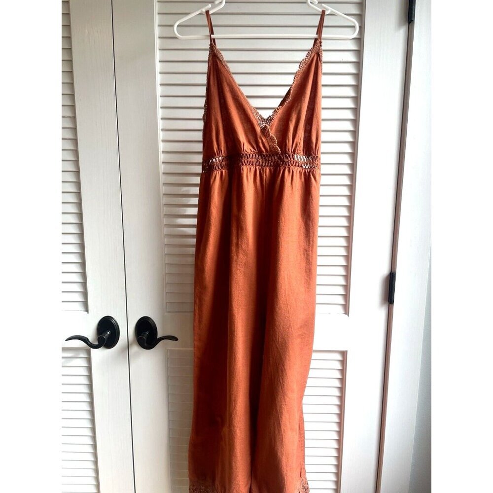 Billabong Spice Lace & Lies Crochet Cropped Wide Leg Jumpsuit Women's Large